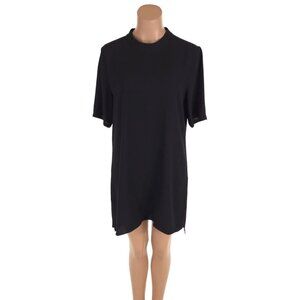 Eileen Fisher Silk Georgette Tunic Dress Size S Black